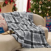 Bedsure Heated Throw Electric Flannel Blanket Grey Plaid Pattern 50x60 inches - £26.57 GBP