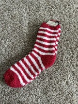 Christmas Holiday Fun Novelty Striped Super Soft Socks One Size Fuzzy Red White - £6.14 GBP