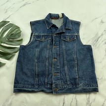 Trousers Up Womens Vintage 90s Denim Jean Vest Size L Dark Wash Cotton - $34.64