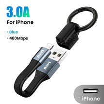 Mini Keychain Portable USB Data Cable for iPhone 14 3A Fast Charging MiUSB Type  - £5.77 GBP