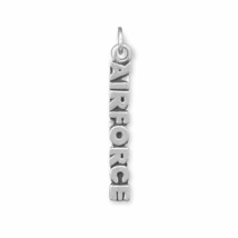 925 Sterling Silver Scripted &#39;AIRFORCE&#39; Charm Pendant Gift 33mm Hanging ... - £30.97 GBP