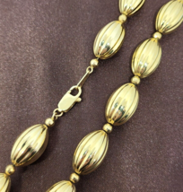 14k Yellow Gold Bead Chain Necklace 17&#39;&#39; Long, 11.5mm Wide - £4,730.82 GBP