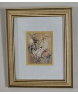 L Gaydos Mid Century Asian Quail Bamboo Art Framed Gold Linen Mat Wall D... - €77,23 EUR