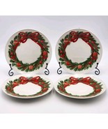 Martha Stewart Festive Bow Dessert Plate 4 Piece Set 8.3&quot; Fine Ceramic B... - $69.35 CAD