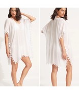 SEAFOLLY Amnesia Kaftan - White - One size cotton gauze with tassels cov... - $80.89 CAD
