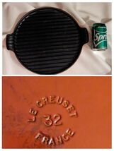 Le Creuset 32 Grill Griddle Pan Flame Orange Bistro Round France Non Sti... - $113.74
