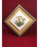 Vintage Mushroom Handpainted Tile in Frame MCM - $21.50 CAD