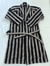 Marimekko Nimikko Mikko Gray Black Stripe Terrycloth Bathrobe Size L/XL.... - $33.65