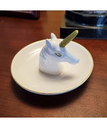 Unicorn Ring Dish, Ceramic Jewelry Holder Trinket Tray with Golden Horn ... - £10.44 GBP