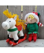 Vtg Christmas Stuffins Ornament Lot Elf Rocking Horse Nylon Puffalump Pl... - $266.91 MXN