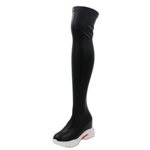 Over The Knee Women Boots Wedges PU Leather Autumn Winter Women Shoes Platform R - £76.96 GBP
