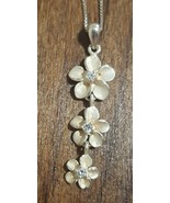 Pearl and Rhinestone Flower Sterling Silver Necklace , Pretty !Just the ... - $33.55 CAD