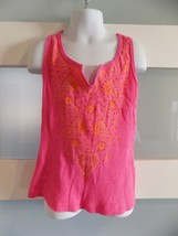 Amy Byer Pink W/Orange Flower Print Tank Top Size 8/10 (M) Girl&#39;s EUC - £14.19 GBP