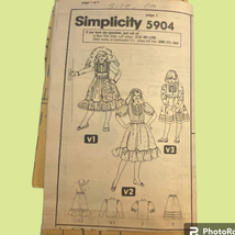 Simplicity 5904 Dress Pattern Girls 10 1982 Uncut No Envelope Cinderella - £7.88 GBP