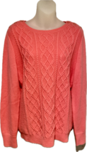Vintage Talbots Lambswool Fancy Cableknit Crew Neck Sweater-Dark Pink, S... - $59.00