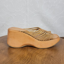 Seychelles Betty Womens Sandals 9 Tan Leather Strappy Square Toe Wedges - $25.83