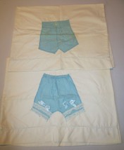 Excellent Vintage Hand Appliqued Pocket Boy Girl Pants Pillowcases - £7.92 GBP
