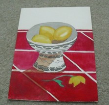 Original Unsigned Simple Still Life Watercolor Painting Lemons in Bowl on Table - £18.99 GBP