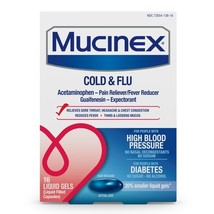 Mucinex Cold &amp; Flu High Blood Pressure Liquid Gels*09/2025*, 16 ct. - $234.67 MXN