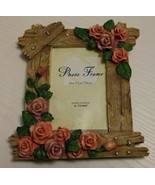 #04 3D Picture Frame is 6 x 5.5 Holds 3 x 4 Photo Pink Roses Leaves Wood... - £9.63 GBP