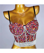Burning Man Rave Festival Clubwear Rhinestones Party Bustier Corset Top Bra - $48.00