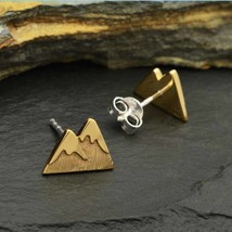 Bronze Snow Capped Mountain Post Earrings 7x11mm - $382.25 MXN