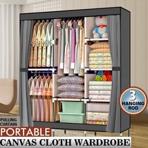 Portable Closet Wardrobe Clothes Rack Dustproof Cover Storage Organizer ... - £40.75 GBP