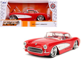 1957 Chevrolet Corvette Red w Red Interior Bigtime Muscle 1/24 Diecast M... - $38.08