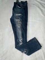 VIP Jeans Distressed Dark Blue Low Rise Denim Size 15/16 - $20.00