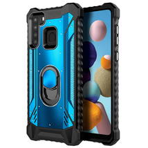 For Samsung A21 Shockproof Metal Jacket Ring Stand 360° Rotation PC TPU Case BLU - £6.83 GBP