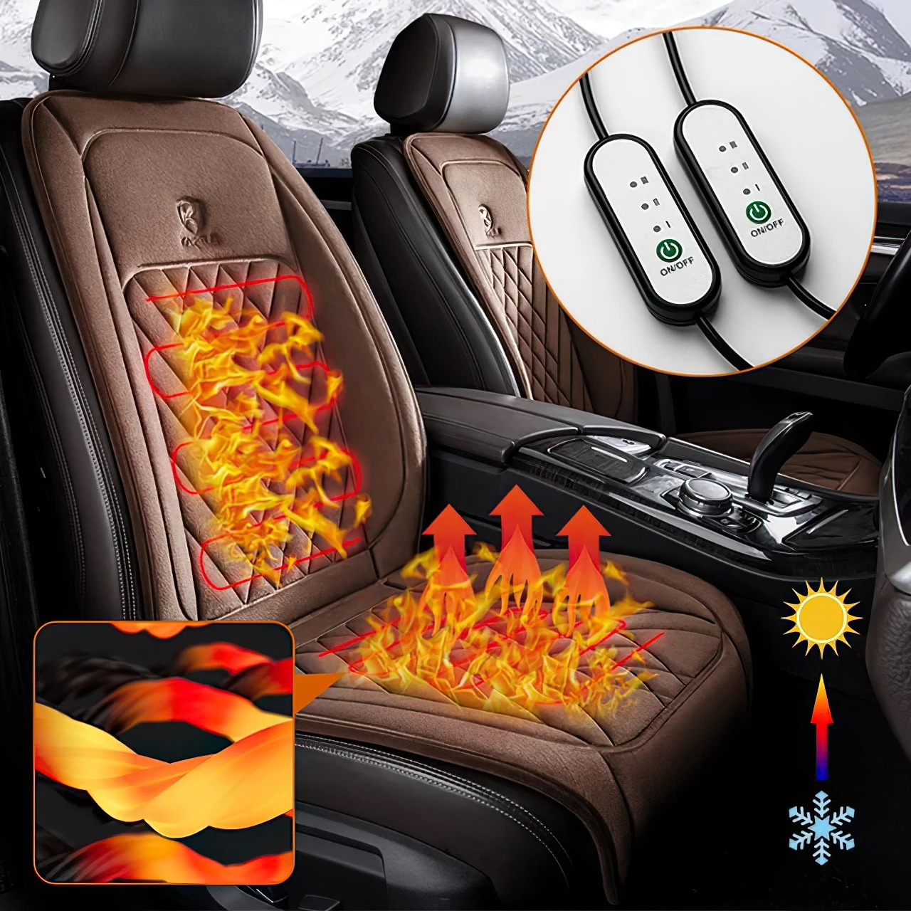 30&#39; Fast Heating 12-24v Heated Car Seat Cover Universal Car Seat Heater Winter - £30.22 GBP+