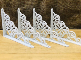 4 Cast Iron Shelf Brackets New Old Style Rustic 7.5&quot; x 6.25&quot; Corbels Boo... - £29.09 GBP