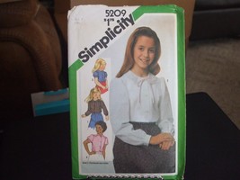 Simplicity 5209 Girl&#39;s Blouse Pattern - Size 7 Chest 26 - $6.92