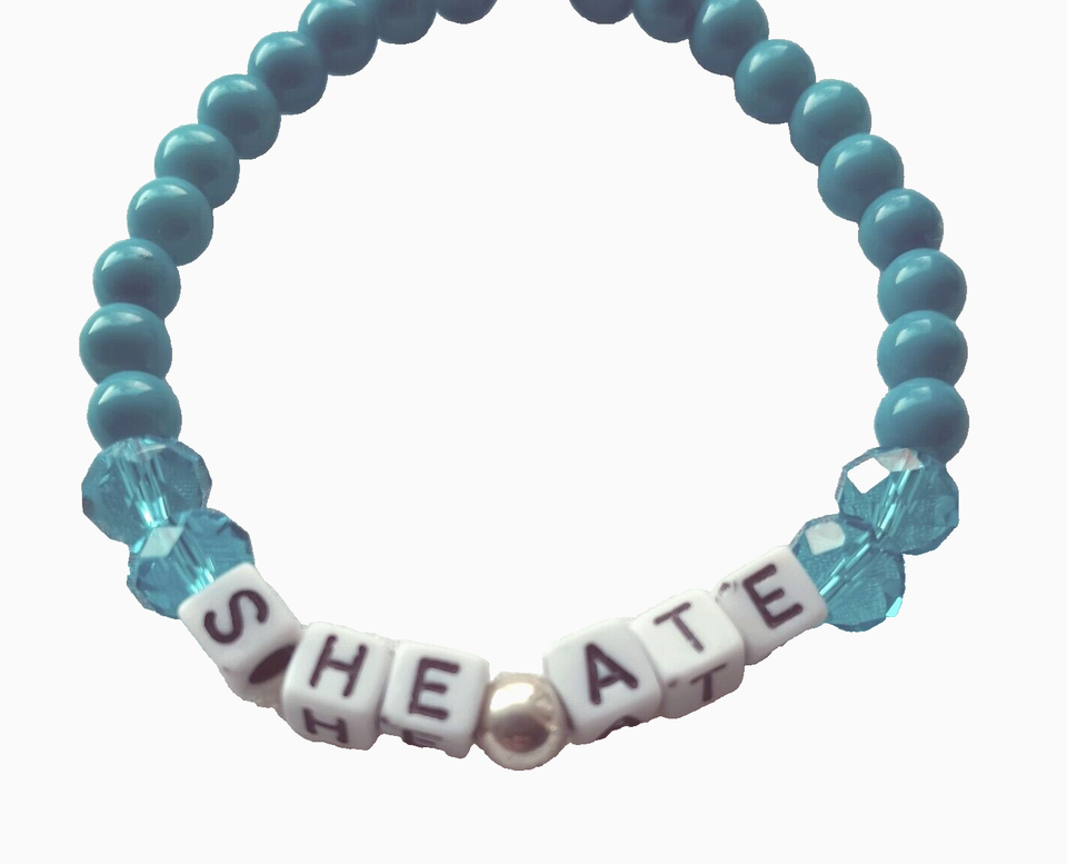 She Ate Handmade Bracelet in Teal Beads - $3.96