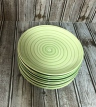 SWIRL Green Hand Painted Stoneware Salad Plates 8.25in - 9 plates in set - £64.24 GBP