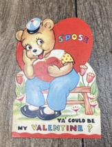 Vintage Valentine Card Bear S&#39;pose Ya&#39; Could Be 1930s - $111.41 MXN