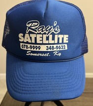 Vintage Trucker Hat Ball Cap Mesh Adjustable Blue Ray’s Satellite Somerset KY - £15.87 GBP