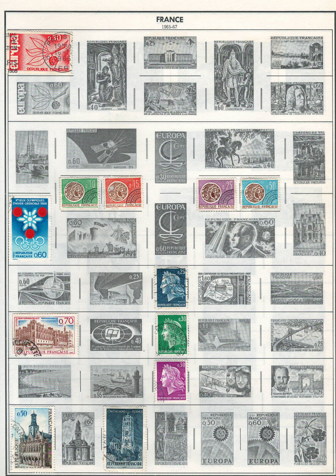 Primary image for FRANCE 1965-69  Very Fine Used Stamps Hinged on list: 2 sides