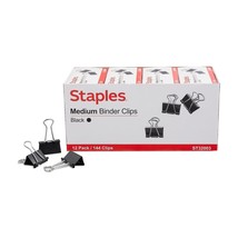 Staples Medium Binder Clips Bulk PK Blk 1 1/4&quot; Size with 5/8&quot; Capacity 1... - £16.68 GBP