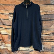 Tommy Bahama Sweater Mens XL? Blue 1/4 Zip Pullover Mock Neck Long Sleeve - $23.09