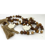 Thanksgiving Wooden Bead Garland W/ Turkey Charm Lot of 3 NEW - $32.57 CAD