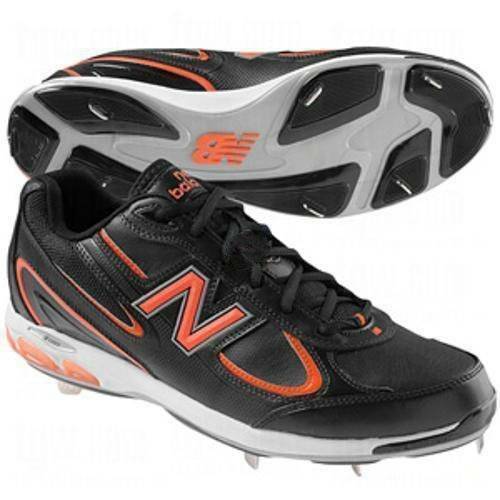 Primary image for Mens Baseball Cleats New Balance Black Orange Low Mesh Metal Shoes $90-sz 14