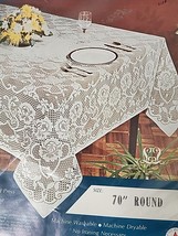 Sharon By Lorraine Linens Inc. 70&quot; Round Lace Tablecloth nip - £3.94 GBP