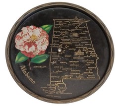 Vintage Alabama Toleware Metal Tin Lazy Susan Rotating MCM Souvenir Map - $13.32
