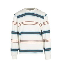 Obey Men&#39;s Cream Waffle Horizontal Striped Crew Neck L/S Sweater (S04A) - £15.28 GBP