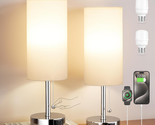 Bedside Lamp for Bedroom Set of 2 - Small White Table Lamp with USB a + ... - $50.14