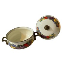 Cornucopia Enamel Cooking Dutch 8” Oven Pot Lid Fruit Design Brass Trim ... - £15.72 GBP