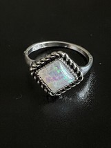 Rhombus Opal Stone S925 Silver Woman Ring Size 9 - £10.11 GBP