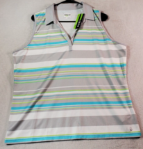IZOD Polo Shirt Womens Size 2XL Multi Striped Polyester Sleeveless Logo Collared - £16.23 GBP