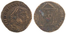 306-308 AD Roman Empire AE Follis Coin Maximianus Roma Temple CONSERVATORES - $103.95